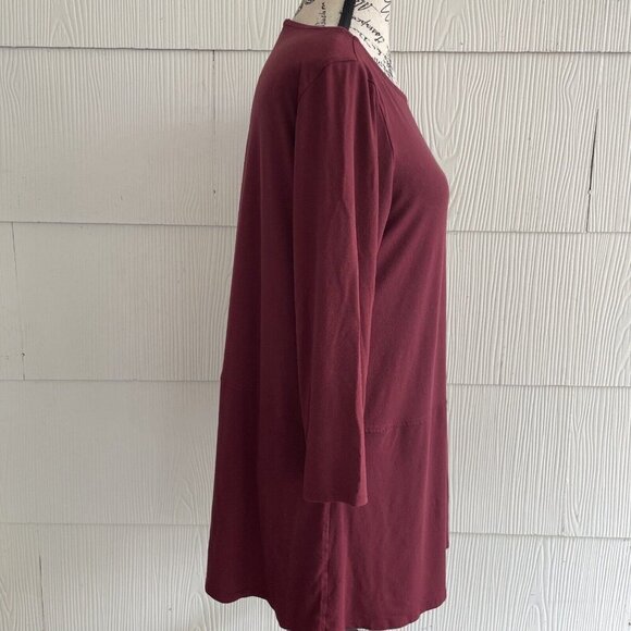 EILEEN FISHER Pullover Tunic Top Stretch Knit Viscose Spandex Maroon Medium (X3) - Picture 4 of 10